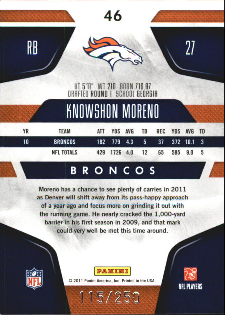 2011 Certified Mirror Red #46 Knowshon Moreno back image