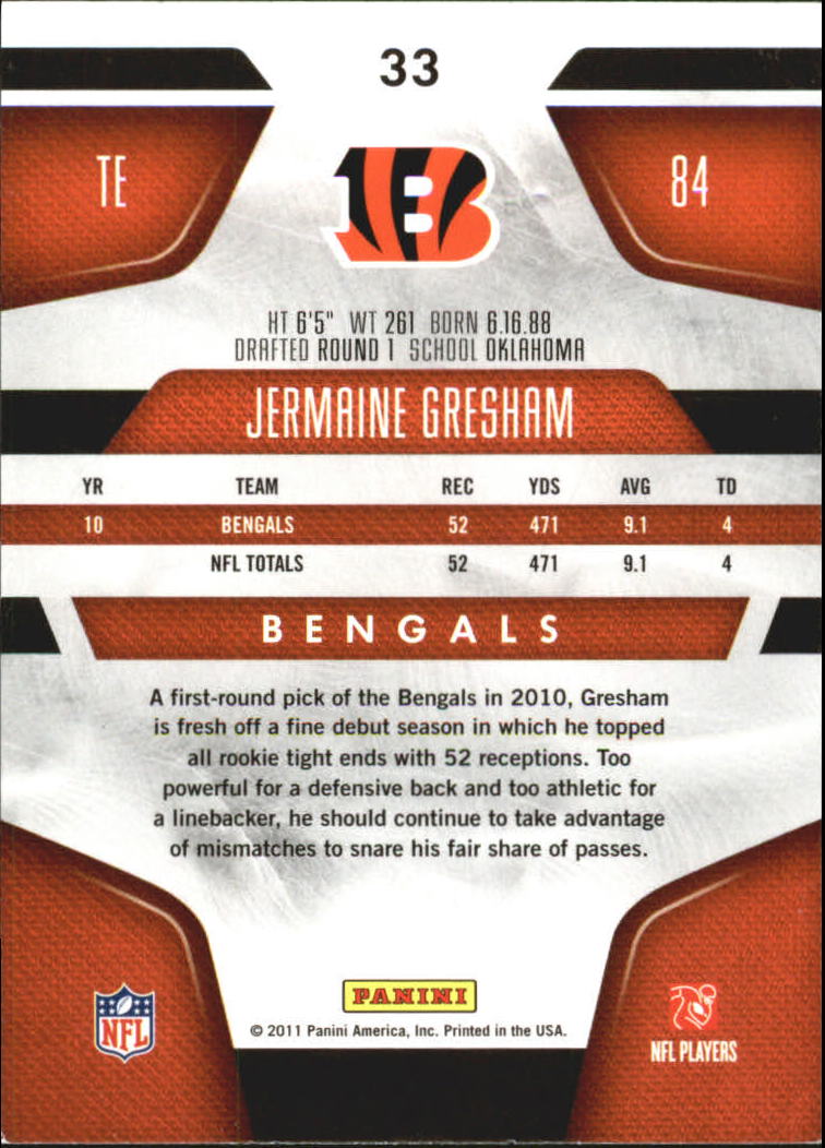 2011 Certified Platinum Red #33 Jermaine Gresham back image