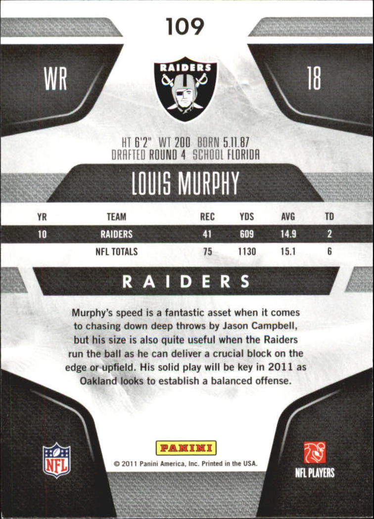 2011 Certified Platinum Red #109 Louis Murphy back image