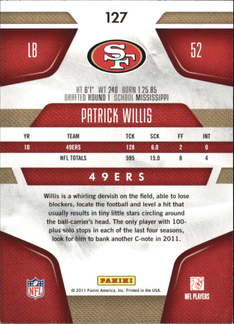 2011 Certified Platinum Red #127 Patrick Willis back image