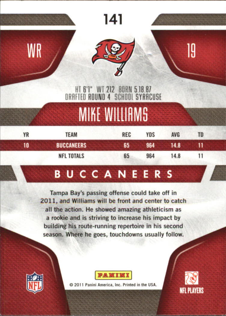 2011 Certified Platinum Red #141 Mike Williams back image