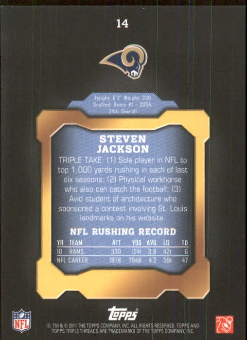 2011 Topps Triple Threads #14 Steven Jackson back image