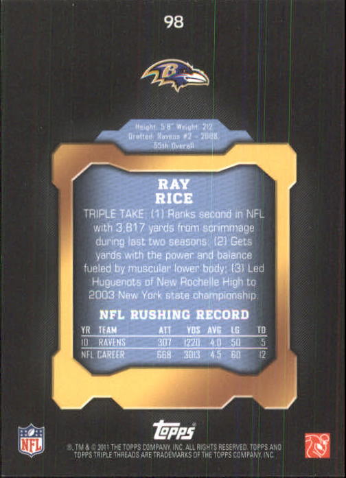 2011 Topps Triple Threads #98 Ray Rice back image