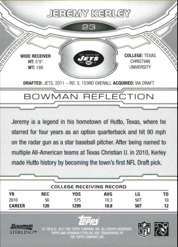 2011 Bowman Sterling Refractors #23 Jeremy Kerley back image