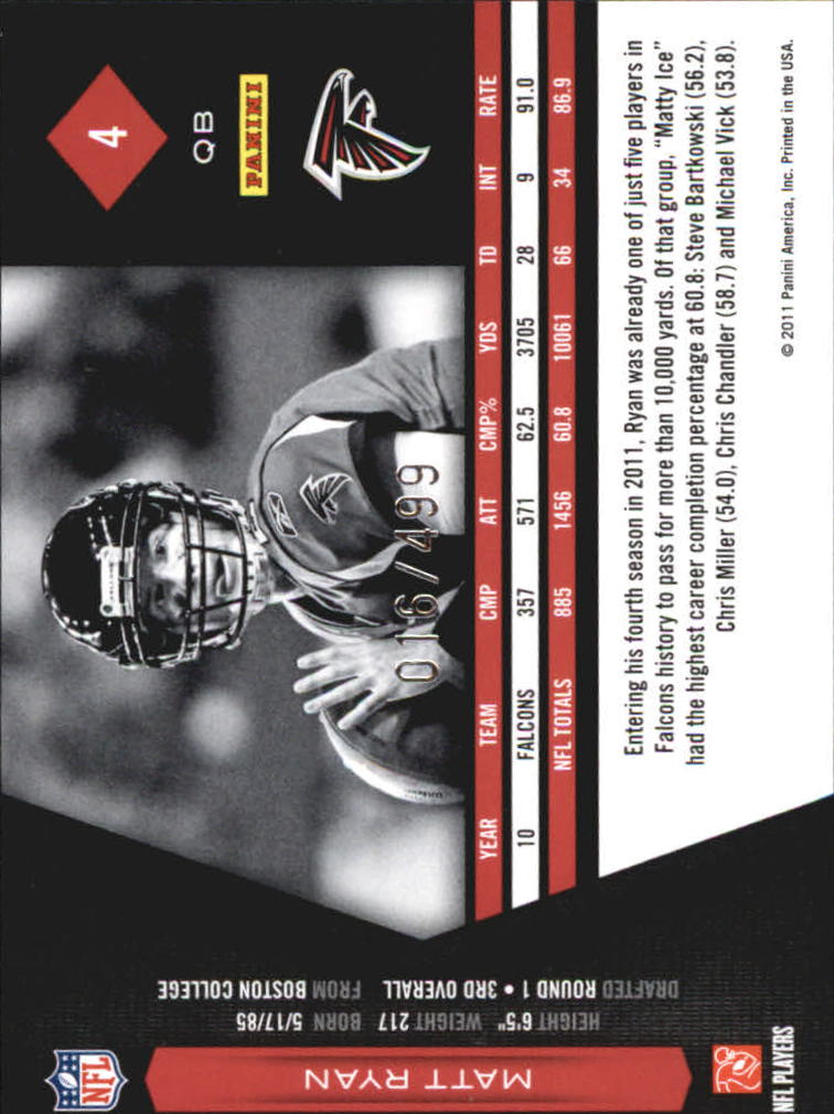 2011 Limited #4 Matt Ryan back image