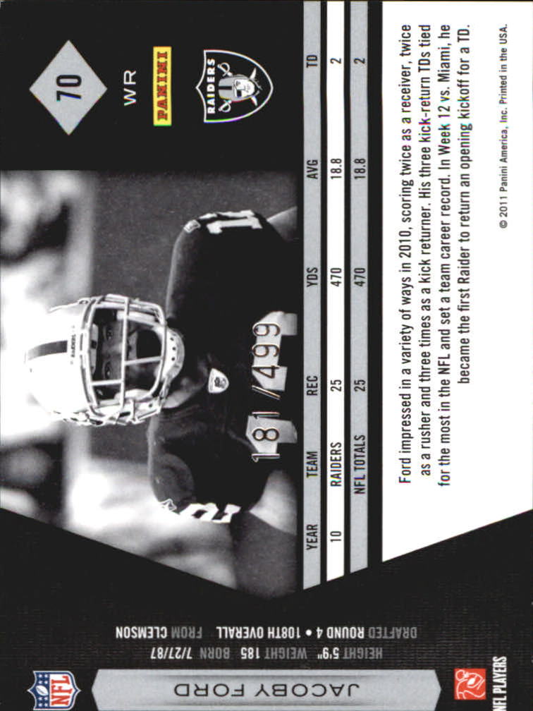 2011 Limited #70 Jacoby Ford back image
