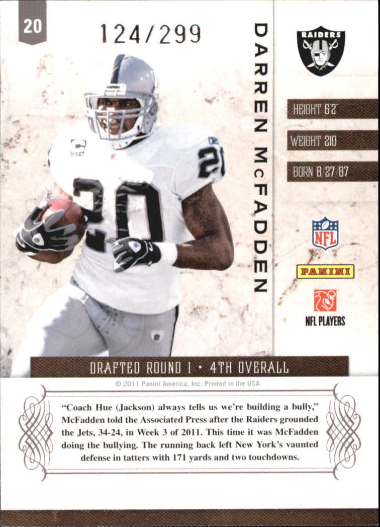 2011 Panini Plates and Patches #20 Darren McFadden back image