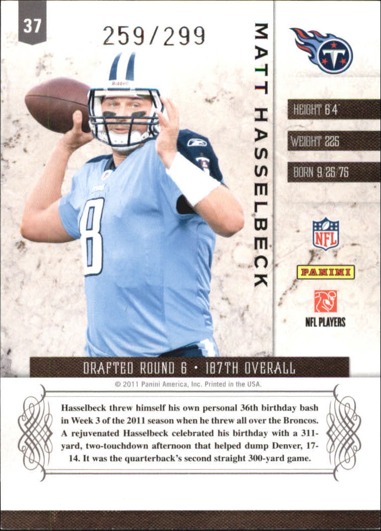 2011 Panini Plates and Patches #37 Matt Hasselbeck back image
