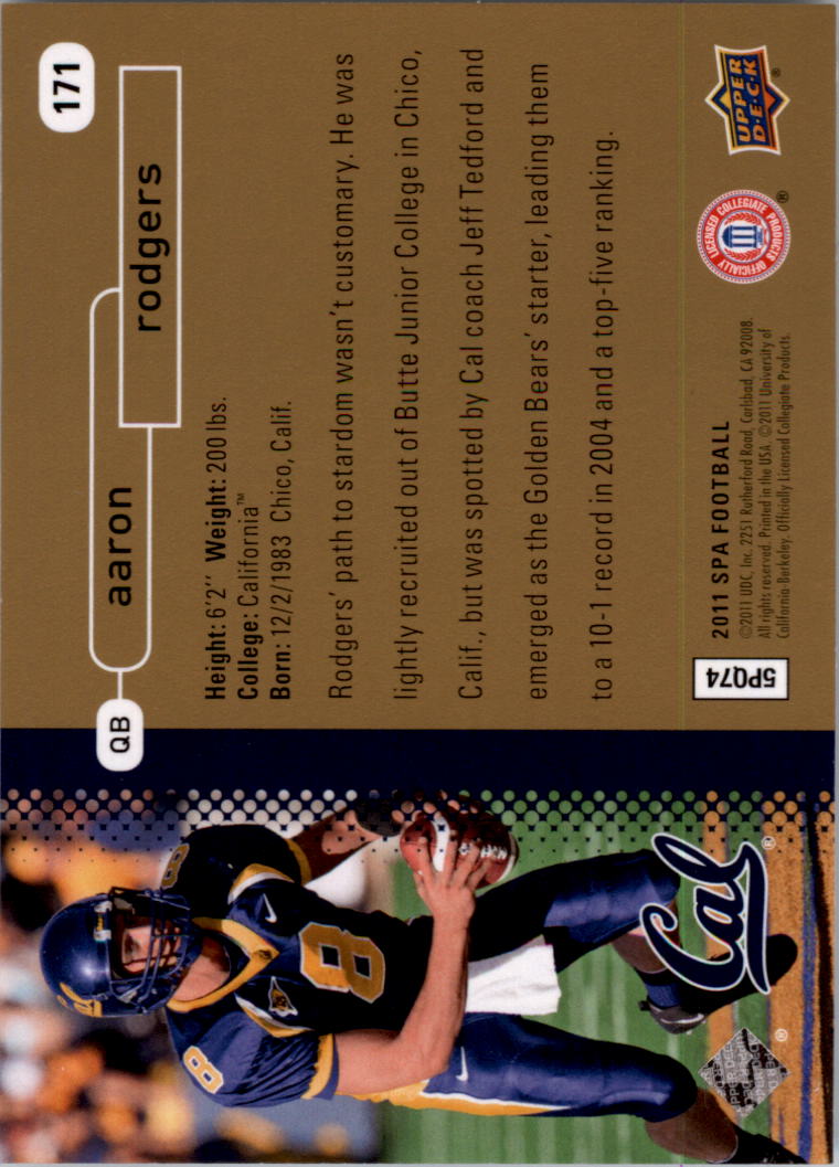 2011 SP Authentic #171 Aaron Rodgers FW back image