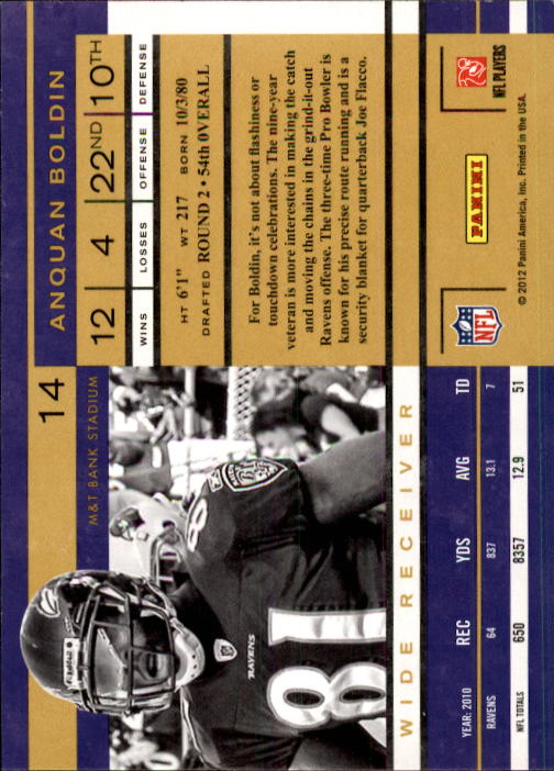 2011 Playoff Contenders #14 Anquan Boldin back image