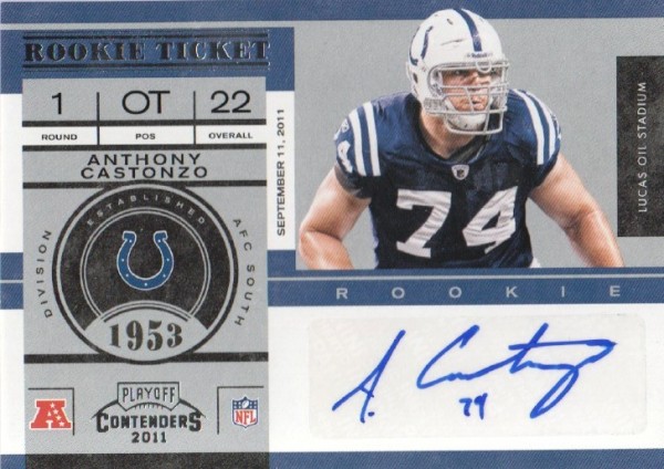 2011 Playoff Contenders #111 Anthony Castonzo AU RC