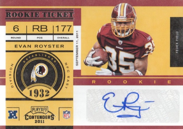 2011 Playoff Contenders #133 Evan Royster AU RC