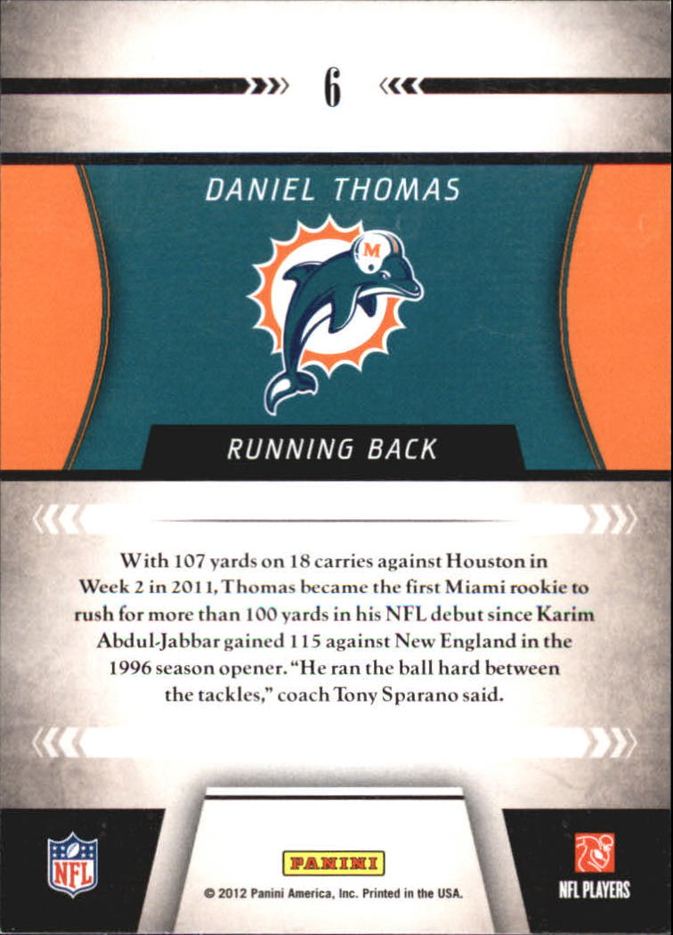 2011 Playoff Contenders ROY Contenders #6 Daniel Thomas back image
