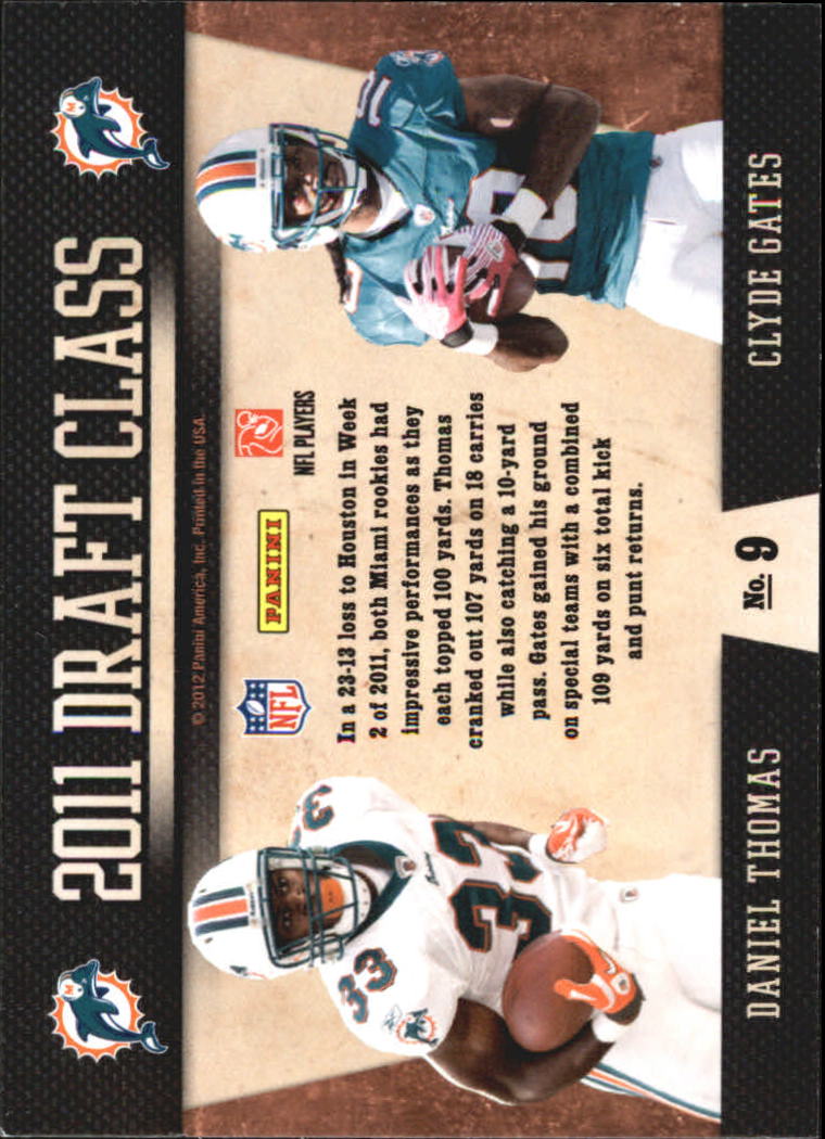 2011 Playoff Contenders Draft Class #9 Daniel Thomas/Clyde Gates back image