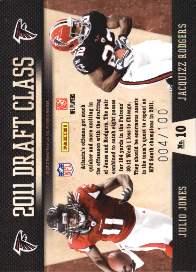2011 Playoff Contenders Draft Class Gold #10 Julio Jones/Jacquizz Rodgers back image