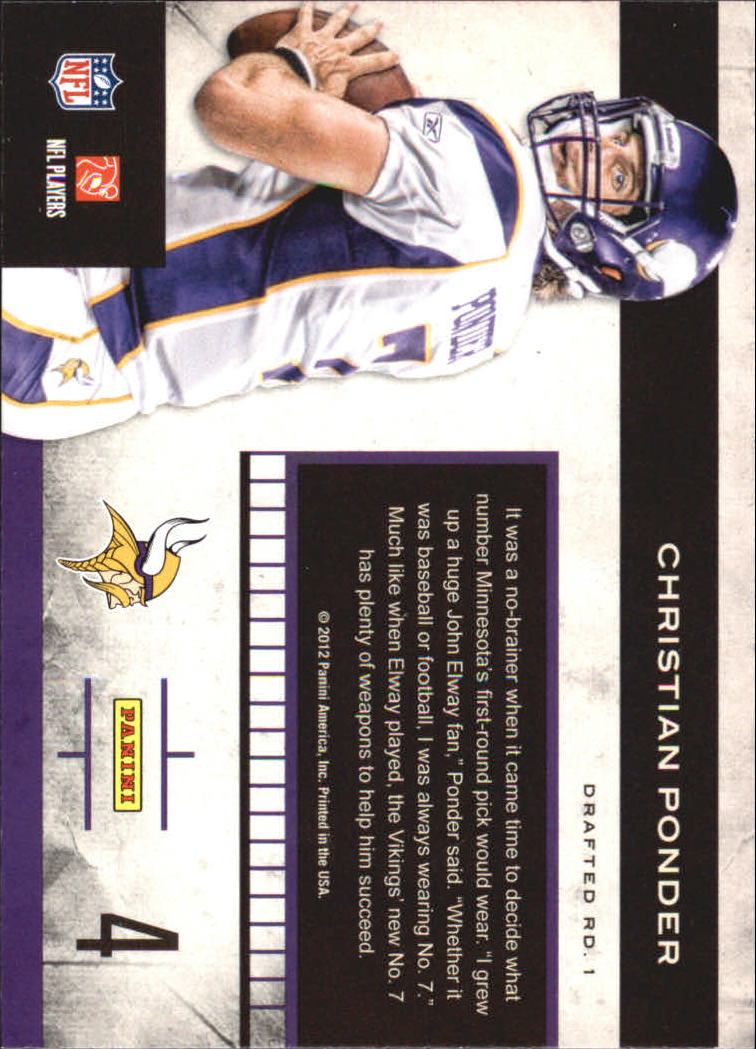 2011 Playoff Contenders Rookie Roll Call #4 Christian Ponder back image