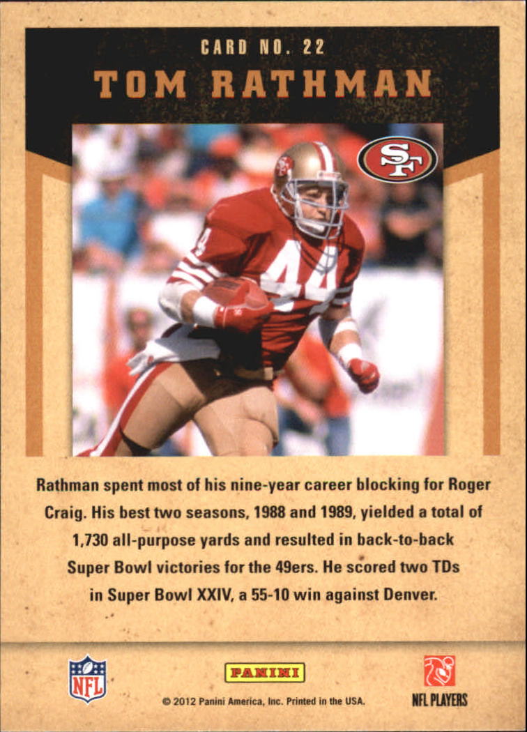 2011 Playoff Contenders Legendary Contenders #22 Tom Rathman back image
