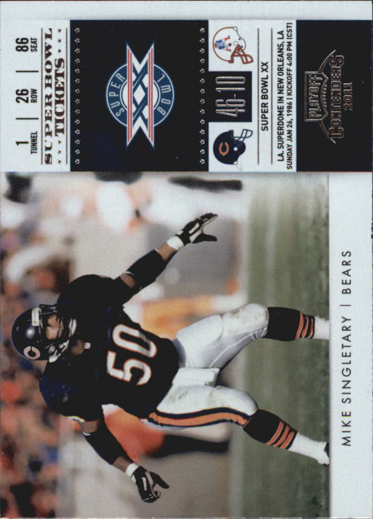 2011 Playoff Contenders Super Bowl Tickets #18 Mike Singletary