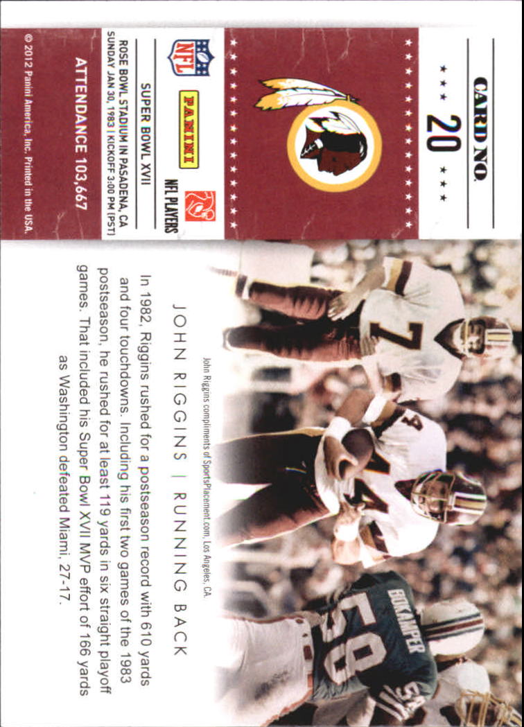 2011 Playoff Contenders Super Bowl Tickets #20 John Riggins back image