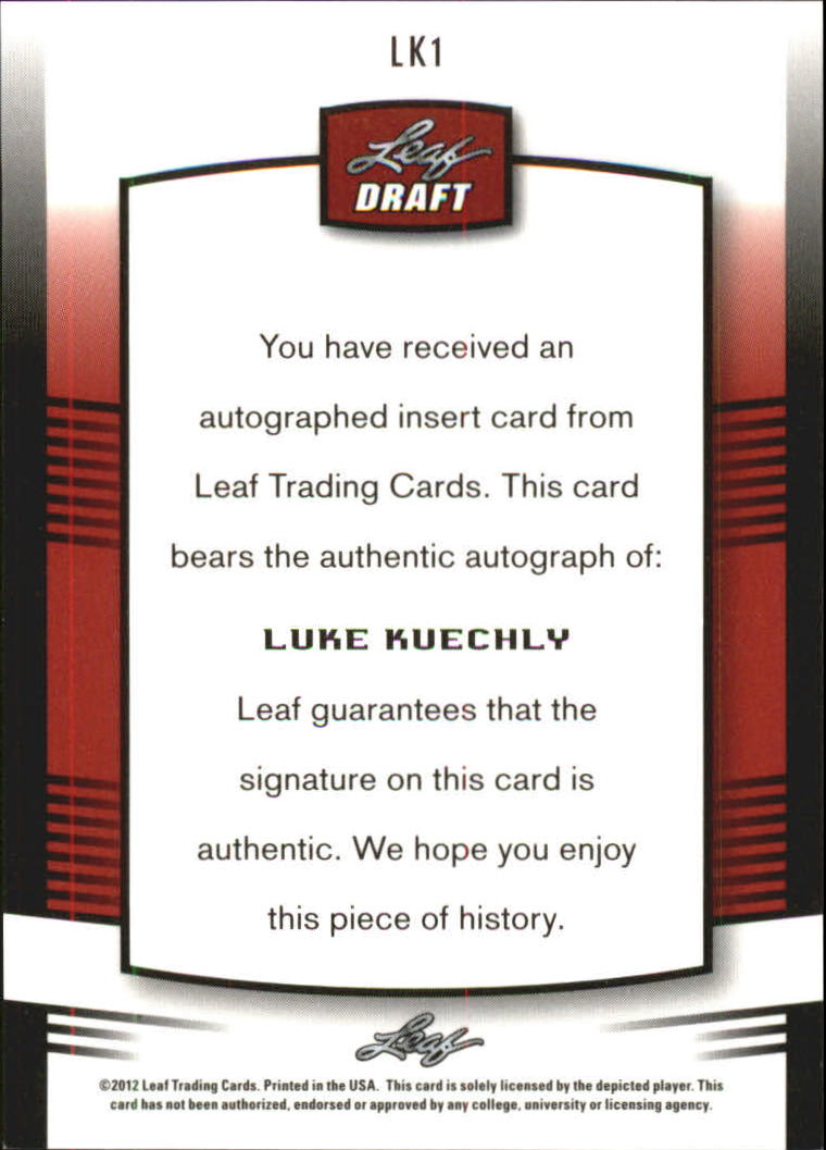 2012 Leaf Metal Draft #LK1 Luke Kuechly back image