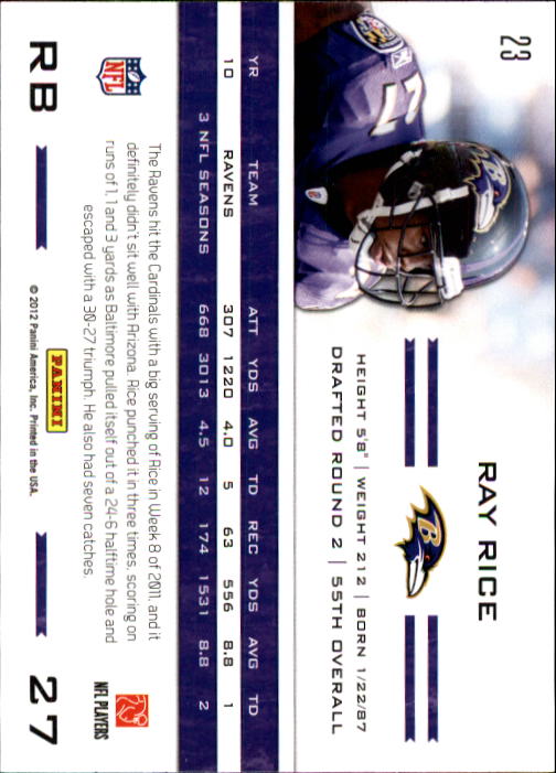 2011 Totally Certified #23 Ray Rice back image