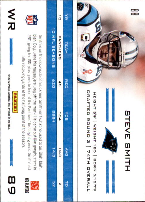 2011 Totally Certified #88 Steve Smith WR back image