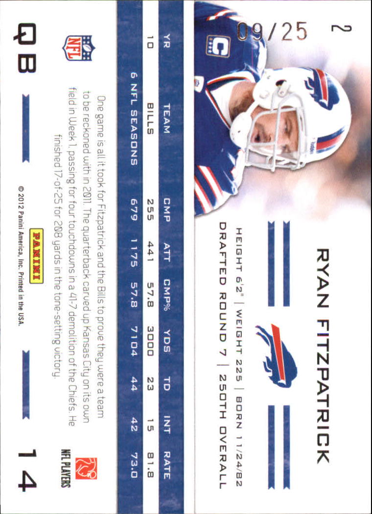 2011 Totally Certified Gold #2 Ryan Fitzpatrick back image
