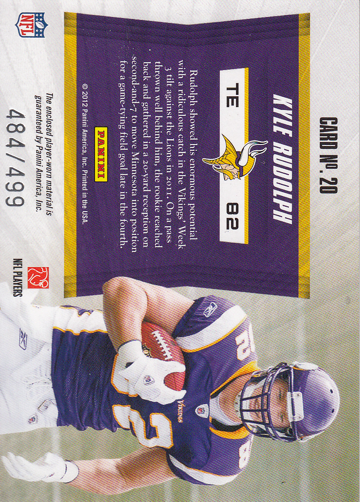 2011 Totally Certified Future Materials #20 Kyle Rudolph back image