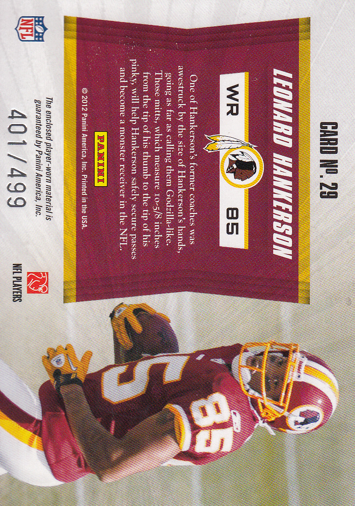 2011 Totally Certified Future Materials #29 Leonard Hankerson back image