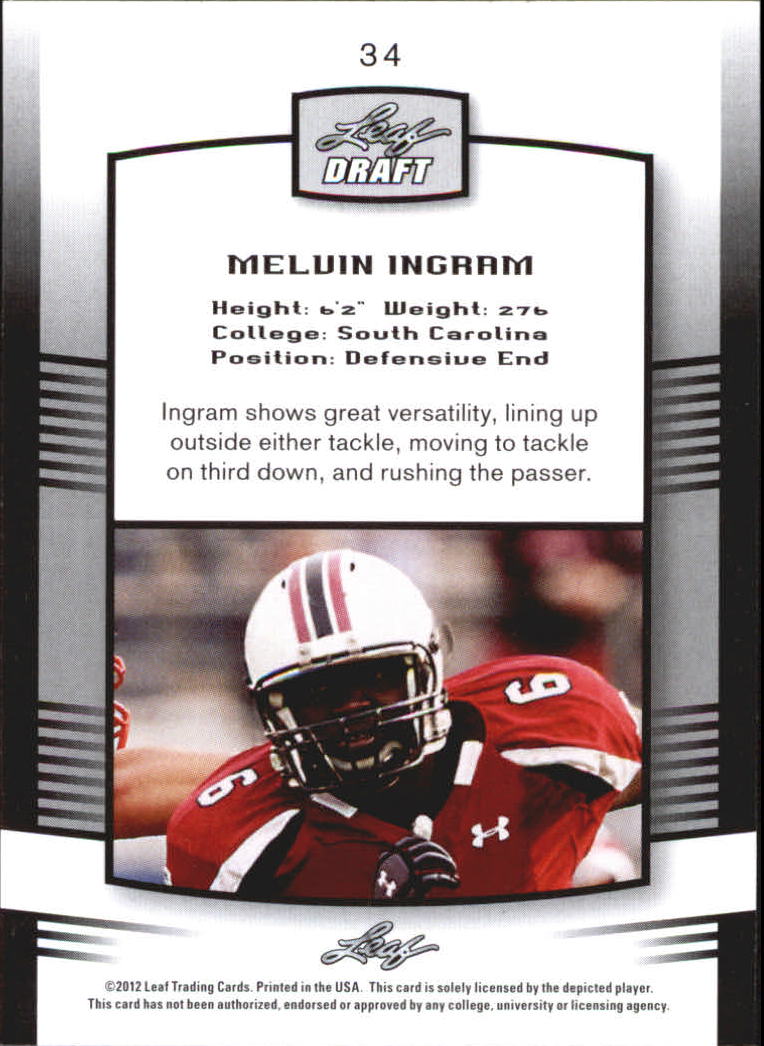 2012 Leaf Draft #34 Melvin Ingram back image