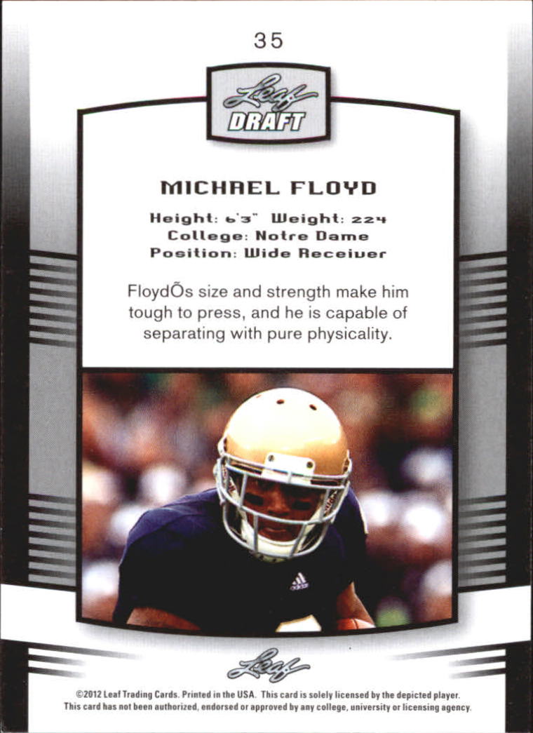 2012 Leaf Draft #35 Michael Floyd back image