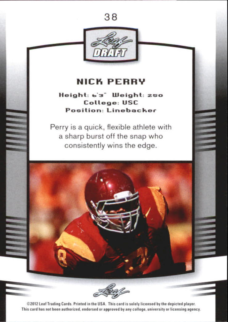 2012 Leaf Draft #38 Nick Perry back image