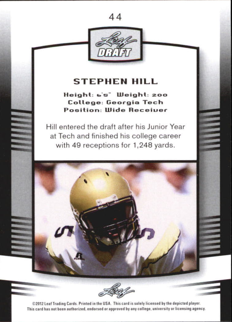 2012 Leaf Draft #44 Stephen Hill back image