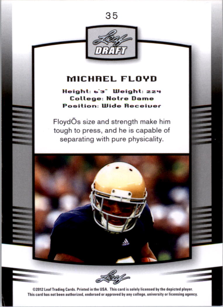 2012 Leaf Draft Blue #35 Michael Floyd back image