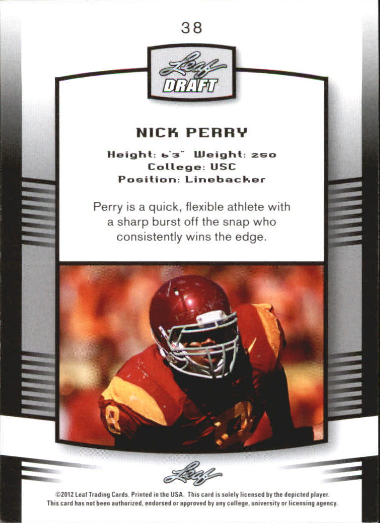 2012 Leaf Draft Blue #38 Nick Perry back image