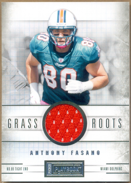 2011 Panini Playbook Grass Roots Materials #69 Anthony Fasano/49