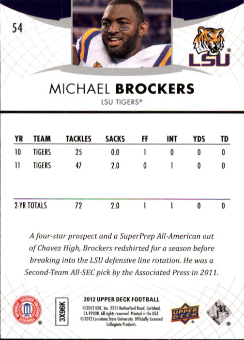 2012 Upper Deck #54 Michael Brockers back image
