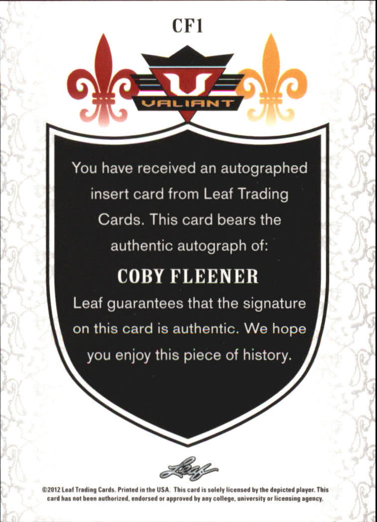 2012 Leaf Valiant Draft #CF1 Coby Fleener back image