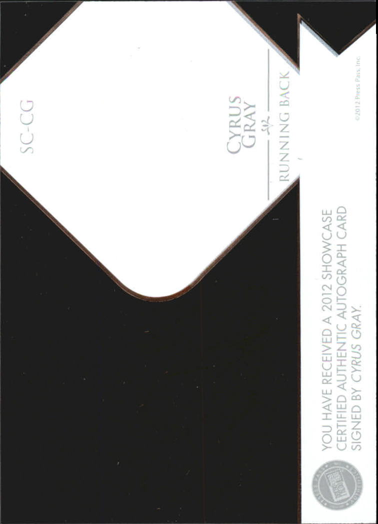 2012 Press Pass Showcase Red Ink #SCCG2 Cyrus Gray/53* back image
