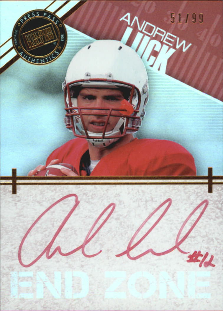 2012 Press Pass Showcase End Zone Autographs Gold Red Ink #EZAL Andrew Luck/1*