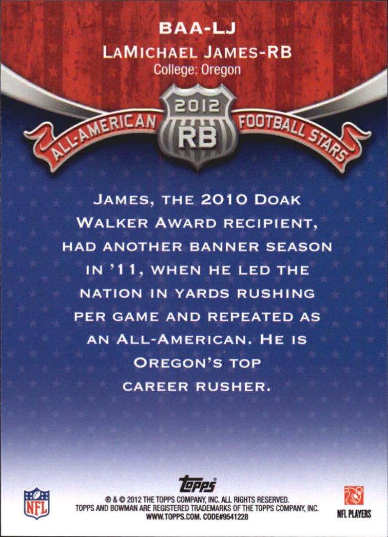 2012 Bowman All-Americans #BAALJ LaMichael James back image