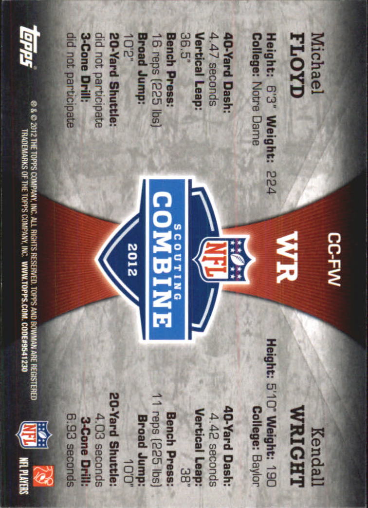 2012 Bowman Combine Competition #CCFW Michael Floyd/Kendall Wright back image