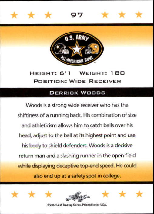 2012 Leaf Army All-American Bowl Retail #97 Derrick Woods back image