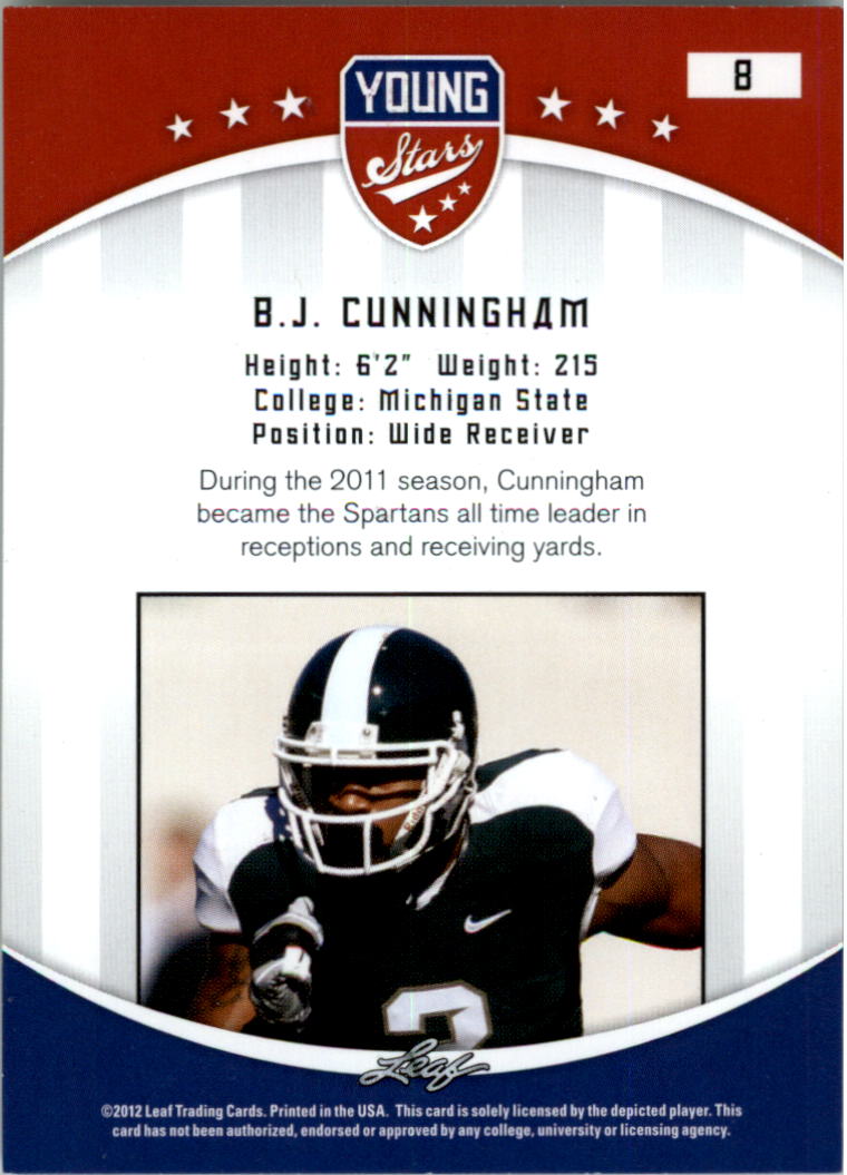 2012 Leaf Young Stars Draft #8 B.J. Cunningham back image