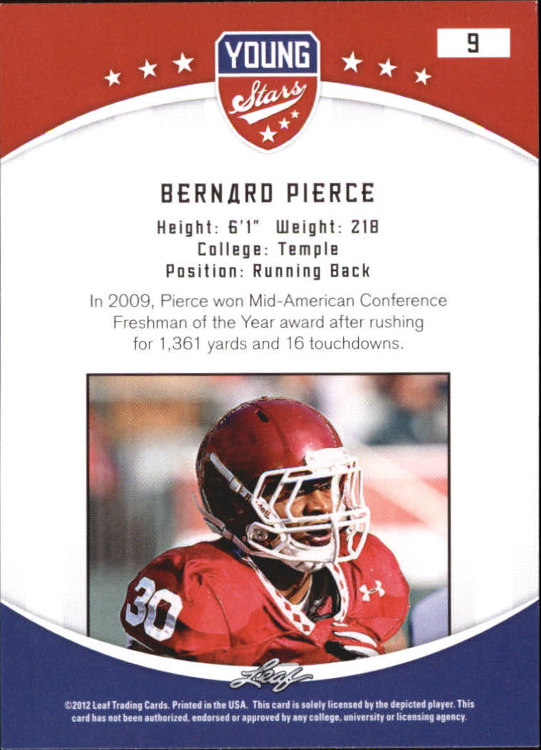 2012 Leaf Young Stars Draft #9 Bernard Pierce back image