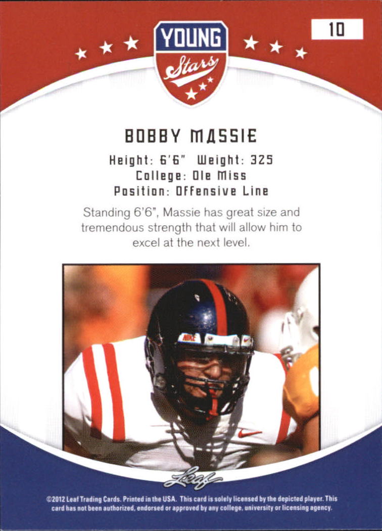 2012 Leaf Young Stars Draft #10 Bobby Massie back image