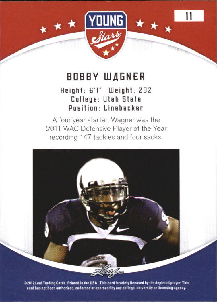 2012 Leaf Young Stars Draft #11 Bobby Wagner back image