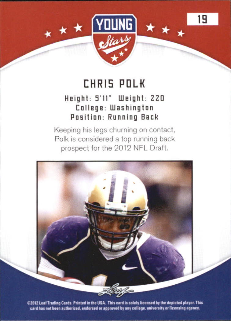 2012 Leaf Young Stars Draft #19 Chris Polk back image