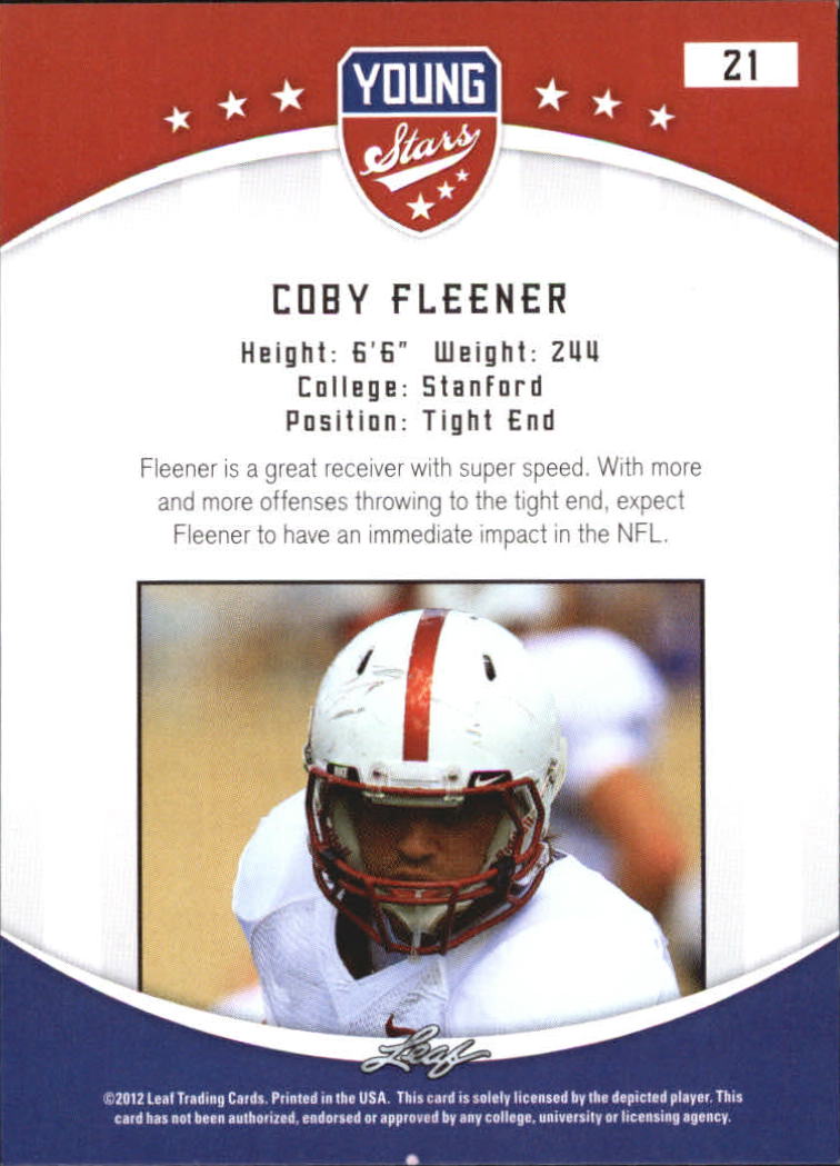 2012 Leaf Young Stars Draft #21 Coby Fleener back image