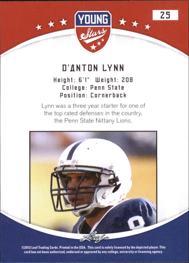 2012 Leaf Young Stars Draft #25 D'Anton Lynn back image